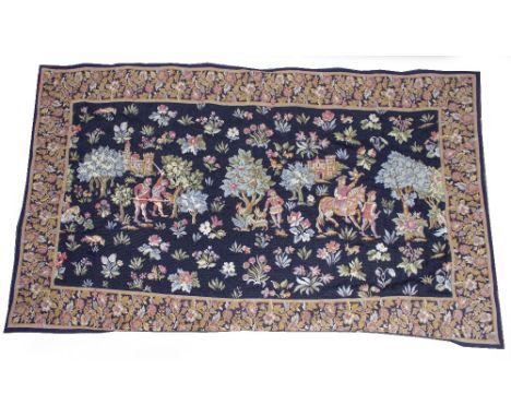 A LATE 20TH CENTURY FRENCH LOUVIERES 16TH CENTURY STYLE MACHINE MADE TAPESTRY 178cm x 302cm