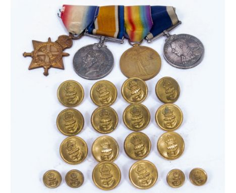 A GROUP OF WORLD WAR I MEDALS consisting of a World War I General Service Medal, Great War medal, 1914-15 Star and the Long S