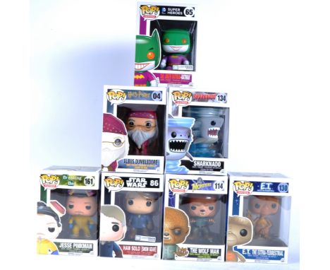 A collection of assorted x7 Funko Pop action figures comprising; Breaking Bad 161 Jesse Pinkman, Monsters 114 The Wolf Man, S