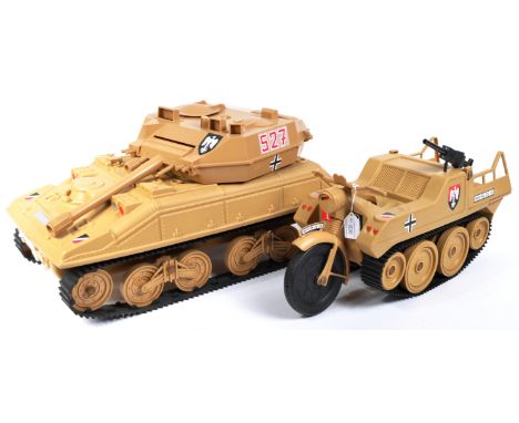 Action Man - Cherilea - two German military vehicles, including Desert Panzer Tank and Kettenkraftrad&nbsp; Both unboxed, but