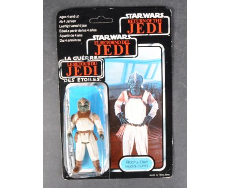 Star Wars - An original vintage 1983 Palitoy made Star Wars carded MOC action figure ' Klaatu (Skiff Guard Outfit) '. Unpunch