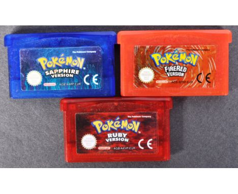 Retro Gaming - Game Boy Advance - a collection of three original Pokémon handheld GBA video games to comprise of; Pokémon Fir