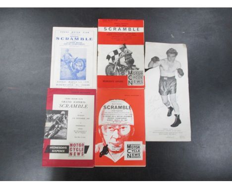 A collection of four Chard Motor Club scramble souvenir programmes (1963 - 1970), along with a Freddie Mills (light-heavyweig