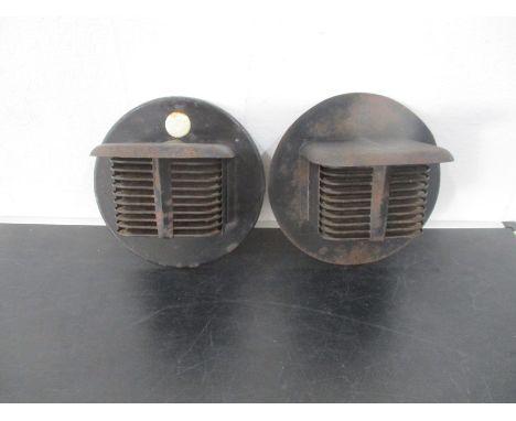Two WW2 vehicle headlamp blackout shields by V.Hartley.