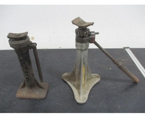 Two early car jacks- A " Wolseley Siddeley" Lucas jack along with a Millenium Type R no.1