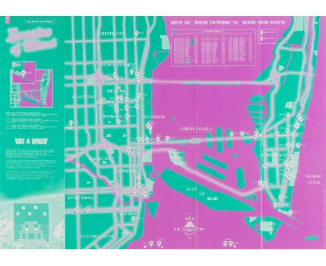 δ Invader (b.1969)Invasion of MiamiOffset lithograph printed in colours, 2012, the full sheet printed to the edges with folds