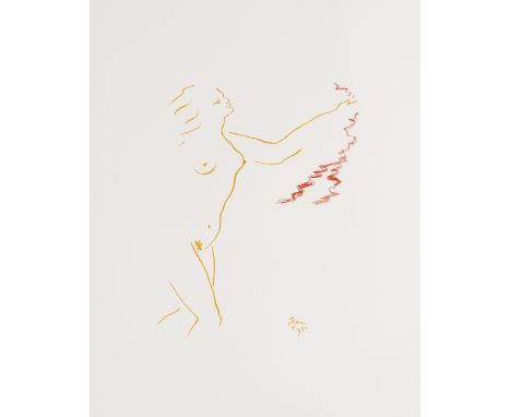 δ Jean Cocteau (1889-1963)Nu au VoileLithograph printed in colours, 1954, a proof before the edition, printed by Mourlot, Par
