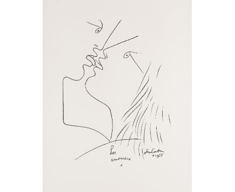 δ Jean Cocteau (1889-1963)Les AmoreuxLithograph printed in colours, 1957, a proof before the edition, printed by Mourlot, Par