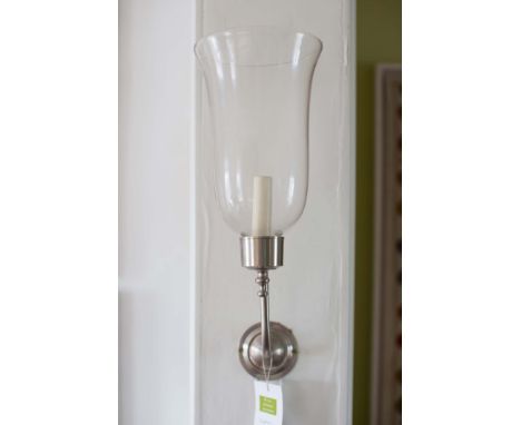 A PAIR OF VAUGHAN LIGHTING FENTON STORM WALL LIGHTS, with glass flared shades, 54cm (h)