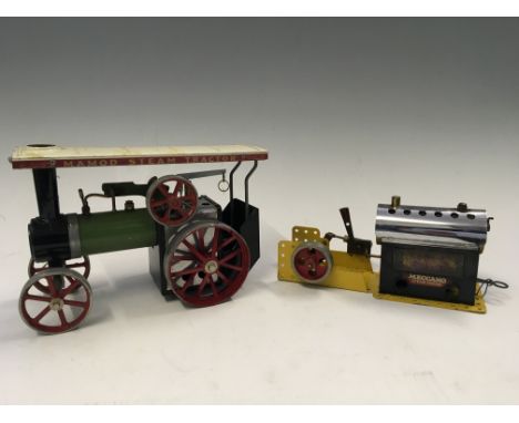 A Mamod Steam Tractor, with a Meccano Steam Engine.