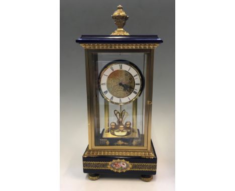 A Hettich blue and brass French anniversary style mantel clock.