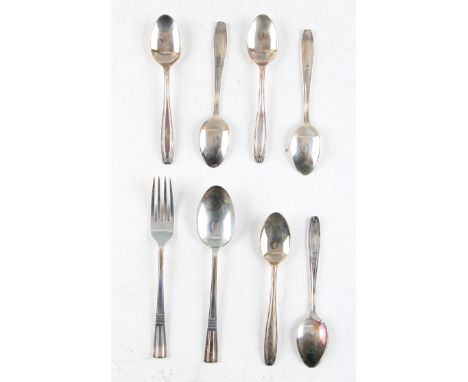 A boxed set of six hallmarked silver teaspoons, together with a boxed hallmarked silver fork and spoon set.