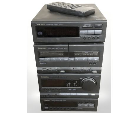 Four Technics hi/fi separates : CD player, cassette player, etc with remote (no leads)