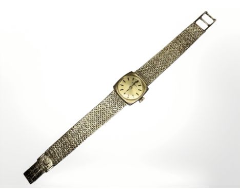 A lady's 9ct gold Eterna wristwatch on 9ct gold integral strap  CONDITION REPORT: 18.7g gross when movement is removed. 