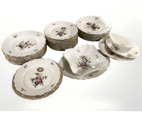 Twenty nine pieces of Royal Copenhagen floral decorated dinner porcelain.