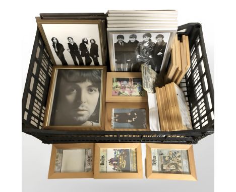 The Beatles - A collection of framed pictures, postcard sets, etc. (1 box)