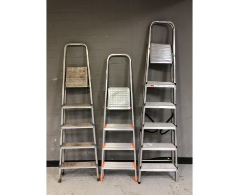 Three aluminium step ladders 