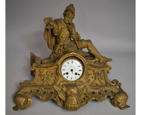 A Large Heavy 19th Century Bronzed Figural Mantle Clock in Dismantled Form and for Full and Total Restoration 