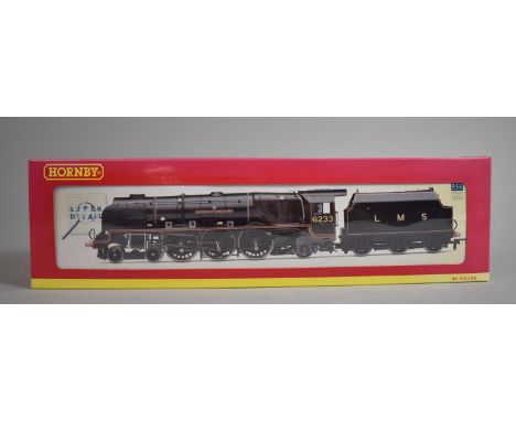 A Boxed 00 Gauge Hornby R. 3014 LMS 4-6-0 Princess Coronation Class Duchess of Sutherland Number 6233 in War Time Black Lined