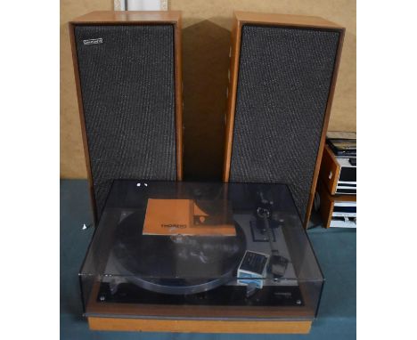 A Thorens TD160 Turntable with Instruction Manual Together with a Pair of Celestion 15 Speakers (Untested) 