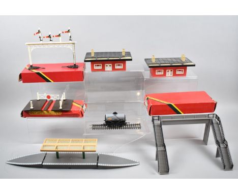 A Collection of Boxed and Unboxed 00 Gauge Hornby Buildings and Track, to comprise of Station with Platforms and Covers, R.07