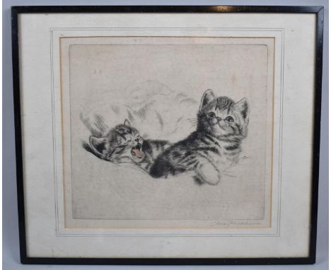 A Framed Print Depicting Two Kittens, 28x24cm 