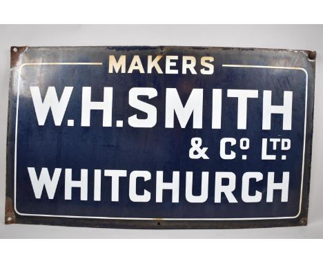 A Vintage Enamel Sign for WH Smith Co.. Whitchurch, 61cmx35cm 