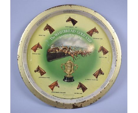 A 1960's Circular Advertising Tray for the Whitbread Gold Cup, Sandown Park, 34.5cm Diameter 