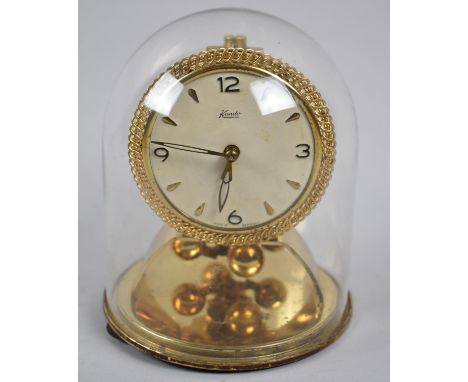 A Vintage Kundo Mantle Clock Under Glass Dome, Missing One Foot, In Need of Attention 