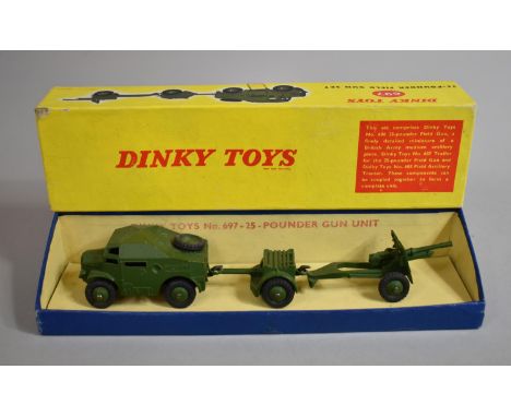 A Boxed Dinky Toys 697 25-Pounder Field Gun Set Which Comprises No 686 25-Pounder Field Gun, 687 Trailer for the 25-Pounder F