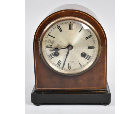 A Mid 20th Century Burr Walnut Cased Mantle Clock with German Movement, 21cm high 