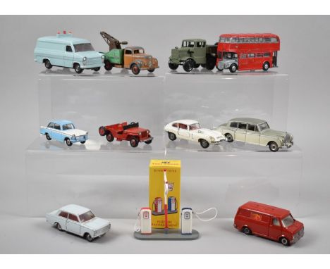 A Collection of Playworn Diecast Dinky Toys to Include Transit Van, Crane, Bus, Army Truck, Cars etc Together with a Boxed Di