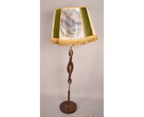 A 1970's Standard Lamp, Missing One Foot, Complete with Shade 