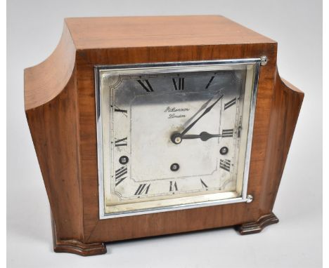 An Art Deco Walnut Westminster Chime Mantle Clock, 29cm wide 