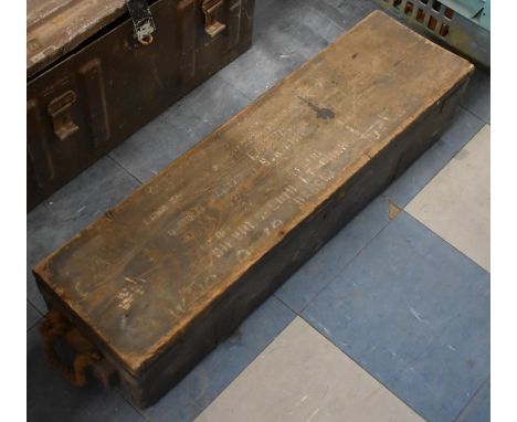A Vintage Wooden Ammunition Box with Rope Carry Handles 