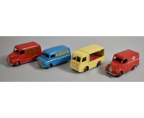 A Collection of Four Unboxed Dinky Toys Commotional Vans to Include 30v Electric Dairy Van with "Express Dairy", 450 Trojan V