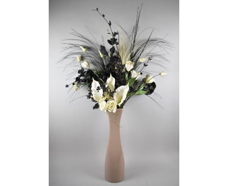 A Tall Modern Glazed Ceramic Vase Containing Artificial Flowers, Vase 52cm high 