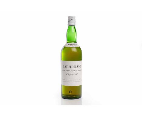 LAPHROAIG 10 YEARS OLD - PRE-ROYAL WARRANTIslay Single Malt Scotch Whisky. Distilled and bottled in Scotland by D. Johnston &