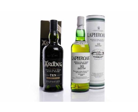 ARDBEG 'INTRODUCING TEN YEARS OLD' Islay Single Malt Scotch Whisky. NCF. 70cl, 46% volume, in carton. LAPHROAIG 10 YEARS OLDI