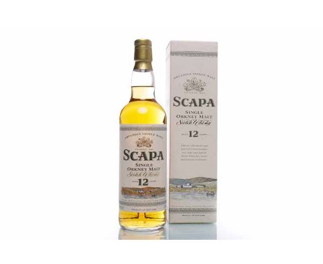 SCAPA AGED 12 YEARSSingle Malt Scotch Whisky. 70cl, 40% volume, in carton.  CONDITION REPORT: Seal: very goodFill: very good,