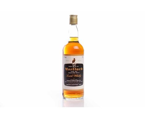 MORTLACH 15 YEAR OLDHighland Single Malt Scotch Whisky. Proprietors: George Cowie & Son Ltd, Mortlach Glenlivet Distillery. B
