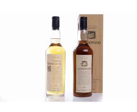 LINKWOOD 12 YEAR OLD FLORA & FAUNASpeyside Single Malt Scotch Whisky. 70cl, 43% volume. In wooden box.ROSEBANK 12 YEAR OLD FL