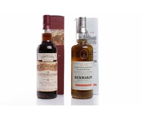 GLENDRONACH TRADITIONAL 12 YEARS OLDHighland Single Malt Scotch Whisky. 70cl, 40% volume, in carton. BENRIACH AGED 10 YEARSHi