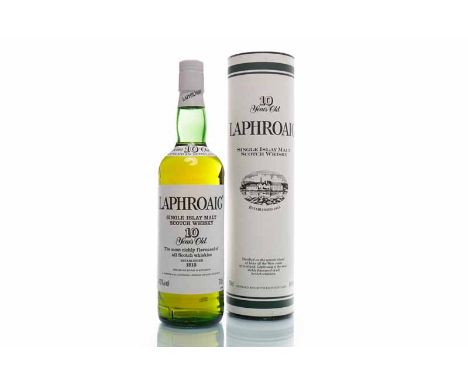 LAPHROAIG 10 YEARS OLD - PRE-ROYAL WARRANTIslay Single Malt Scotch Whisky. Distilled and bottled in Scotland by D. Johnston &