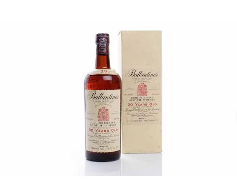 BALLANTINE'S AGED 30 YEARS - 1960s BOTTLINGBlended Scotch Whisky. Blended and bottled by George Ballantine & Son Limited Dist