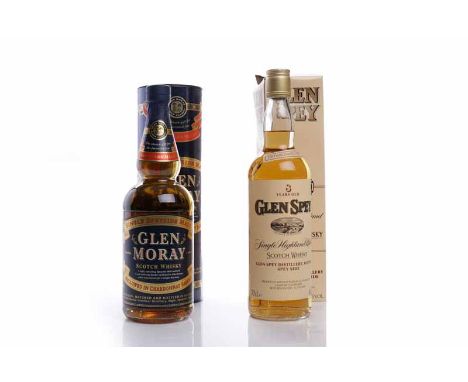 GLEN SPEY 8 YEARS OLDHighland Single Malt Scotch Whisky. 70cl, 40% volume, in carton. GLEN MORAY CHARDONNAY FINISHSpeyside Si