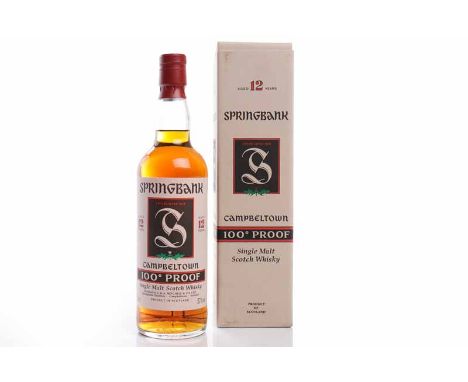 SPRINGBANK AGED 12 YEARS 100° PROOFCampbeltown Single Malt Scotch Whisky. 70cl, 57% volume, in carton. CONDITION REPORT: Seal