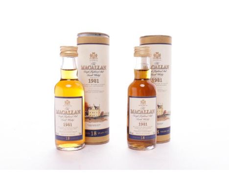 MACALLAN 1981 AGED 18 YEARS MINIATURE (2)Highland Single Malt Scotch Whisky. Exclusively matured in selected sherry oak casks