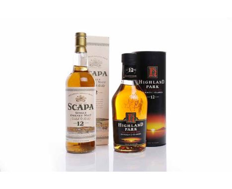 SCAPA 12 YEAR OLDHighland Single Malt Scotch Whisky. Old style bottling. 70cl, 40% volume, in carton.HIGHLAND PARK 12 YEAR OL