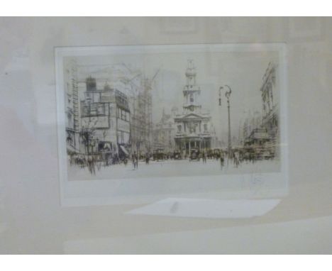 After William Walcot - 'The Strand with a view of Gibbs Church of St Mary-le-Strand'  etching  bears a pencil signature  4.5'